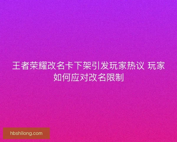 王者荣耀改名卡下架引发玩家热议 玩家如何应对改名限制